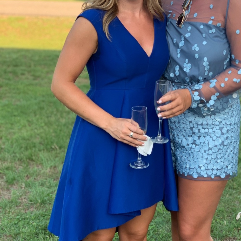 Bright blue Halston Haritage dress